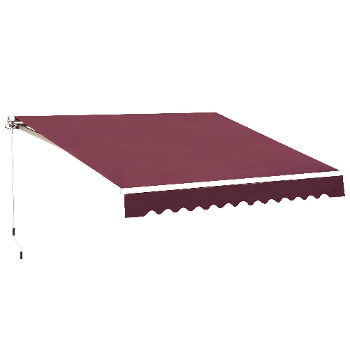 Outsunny Tenda da Sole a Bracci per Esterno con Manovella, Metallo e Poliestere, 3x2.5m Rosso Scuro