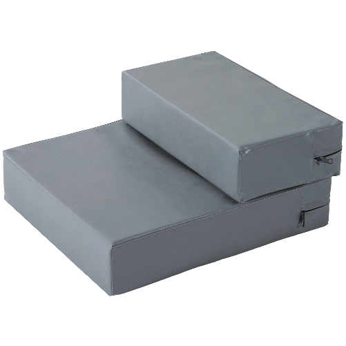 PawHut Scaletta per Cani Materassino 2 in 1 in PU e Gommapiuma 45x39x20cm Grigio