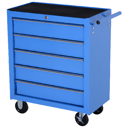 HOMCOM Carrello da Officina con 5 Cassetti Portautensili da Lavoro 67.5x33x77cm
