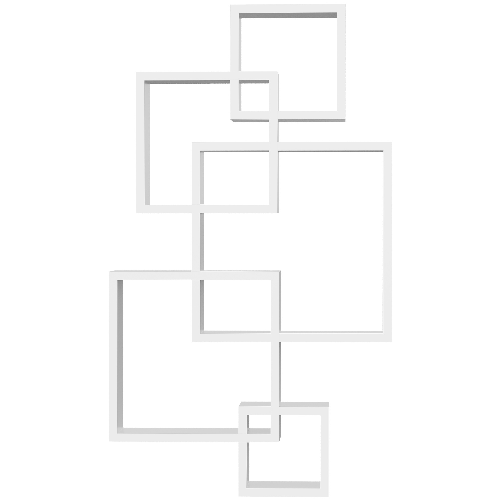 HOMCOM Libreria Moderna Sospesa con 5 Cubi Intrecciati in Legno, 49.5x10.2x86cm, Bianco