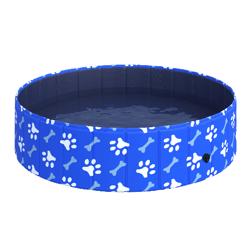 PawHut Piscina Rigida per Cani Taglia Media 65kg in Plastica Dura e Antiscivolo per Giardino o Interni, Blu Φ120x30cm