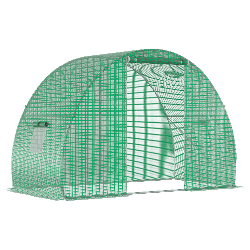 Outsunny Serra a Tunnel con Porta Avvolgibile e Finestre, Copertura PE e Struttura in Acciaio, 1.5x3x2m, Verde