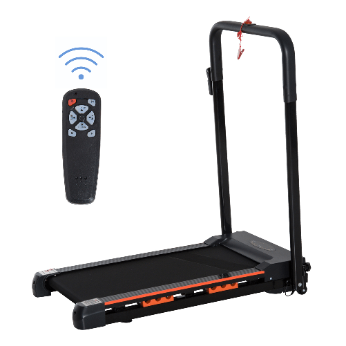 HOMCOM Tapis Roulant Elettrico Pieghevole Salvaspazio con Telecomando e Chiave di Sicurezza, 1-6 km/h, Potenza 0.5HP, 105x56x108.5cm