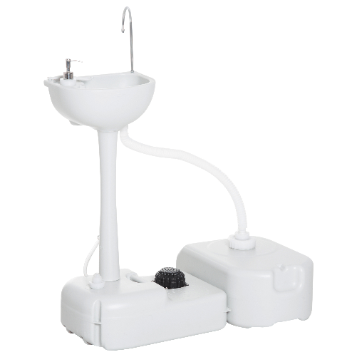 Outsunny Lavabo Portatile da Campeggio con 2 Ruote, Serbatoio Acqua 17L e Serbatoio Sapone 2.5L, 83x50x103cm