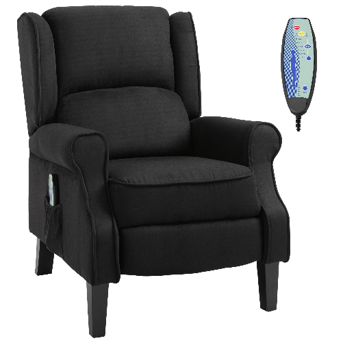 HOMCOM Poltrona Massaggiante e Reclinabile con Funzione Riscaldante e Telecomando, 78x84x101cm, Nero
