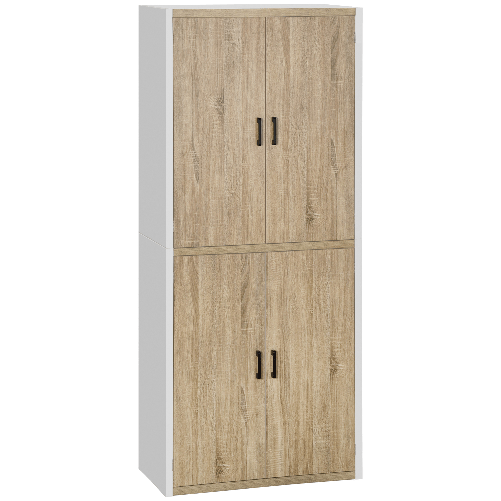 HOMCOM Dispensa Cucina in Legno MDF con 4 Ripiani Regolabili e 4 Porte, 80x40x182 cm