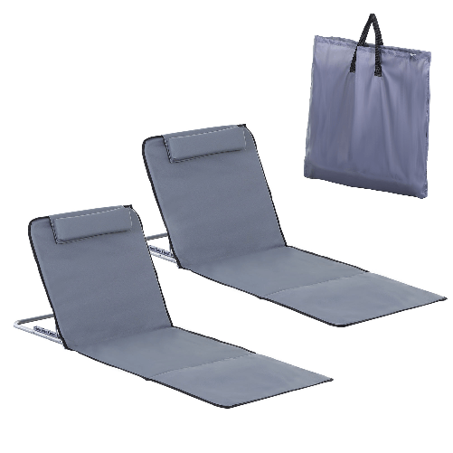 Outsunny Set 2 P.zi Lettini da Spiaggia Pieghevoli, Lettini Portatili Schienale Regolabile e Borsa, 48x134x36-45cm