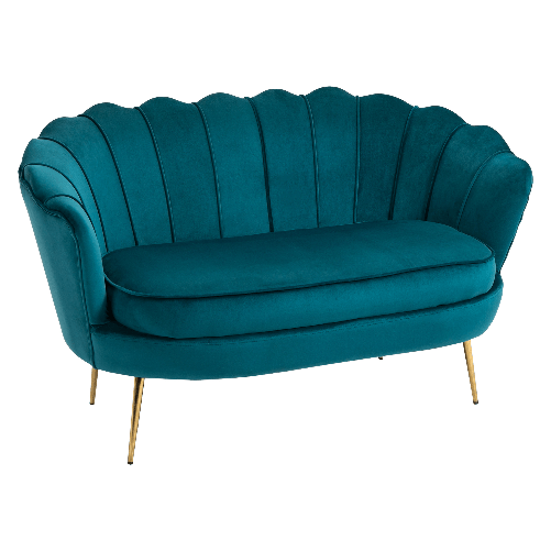HOMCOM Divano Vintage 2 Posti in Stile Industrial Chic, Divanetto Francese per Ingrasso in Velluto, 130x77x77cm, Blu