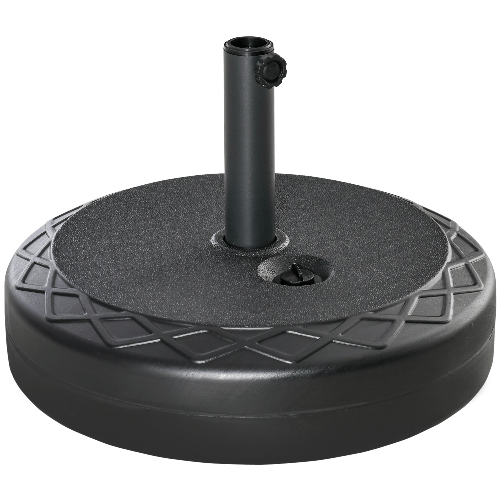 Outsunny Base per Ombrellone Rotonda Ø55cm in Plastica da 30kg per Pali da Ø38-48mm, Nero