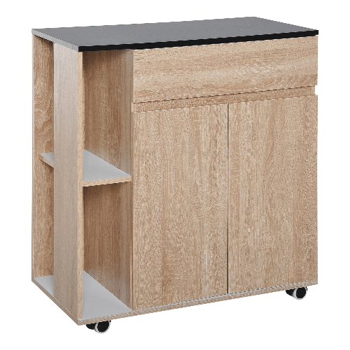 HOMCOM Carrello da Cucina con Ruote, Carrello Cucina con Cassetti Armadietto in Legno Truciolato 78x39.5x88.5cm