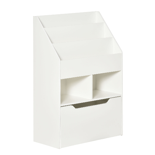 HOMCOM Piccola Libreria per Bambini con Ripiani e Cassetto in MDF, 60x29.9x90cm, Bianco