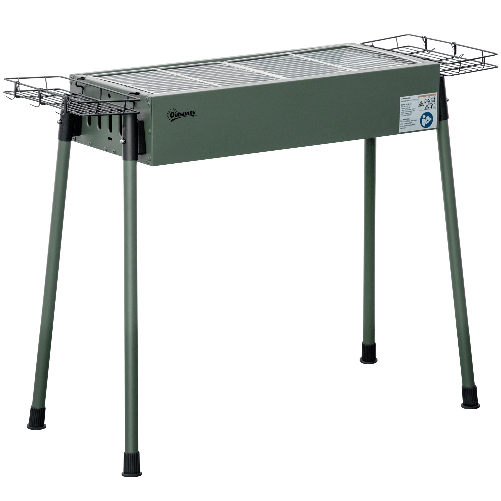 Outsunny Barbecue a Carbonella con 2 Griglie e Cestini Laterali, 77x30x70cm, Verde Scuro