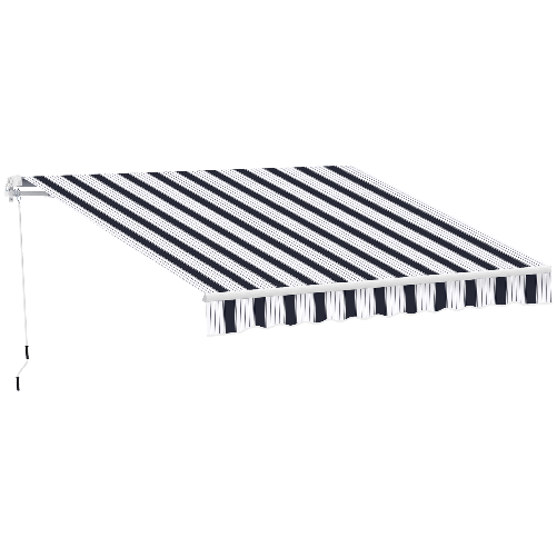 Outsunny Tenda da Sole a Bracci 2.5x2m Avvolgibile Manuale in Alluminio e Poliestere Blu e Bianco