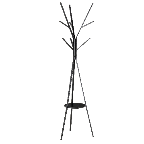 HOMCOM Appendiabiti Attaccapanni da Terra Verticale Moderno per Ingresso Nero 45x45x180cm