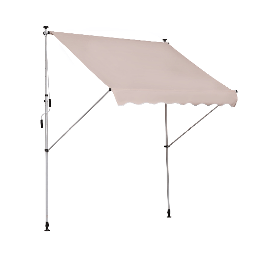 Outsunny Tenda da Sole 2x1.5 m per Esterno a Rullo con Manovella e Angolazione Regolabile, Beige