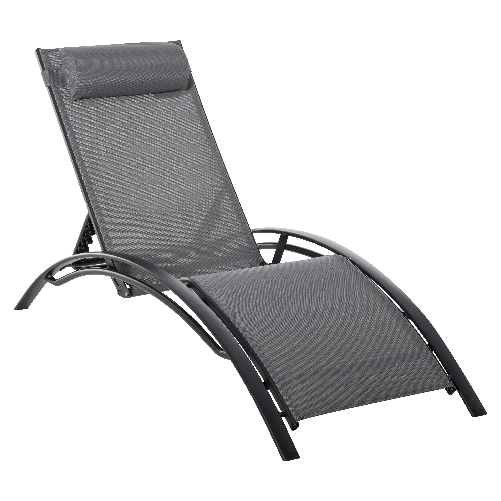 Outsunny Sdraio da Giardino Reclinabile su 5 Livelli con Cuscino Rimovibile in Alluminio e texteline Grigio