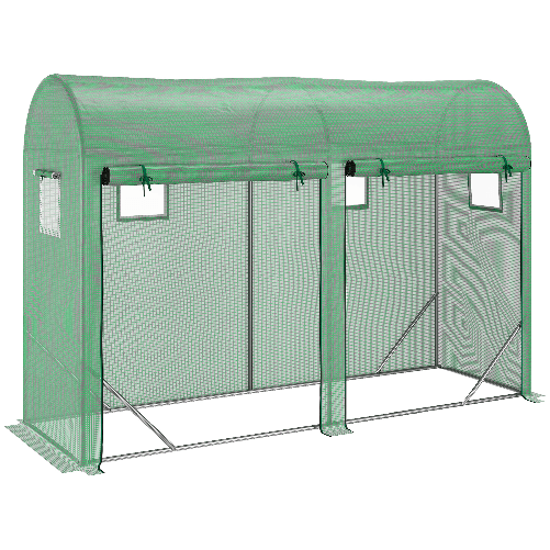 Outsunny Serra Tunnel da Giardino per Piante e Orto, Serra da Balcone con 2 Porte Avvolgibili e 4 Finestre, Copertura in PE Struttura in Acciaio, 3x1x