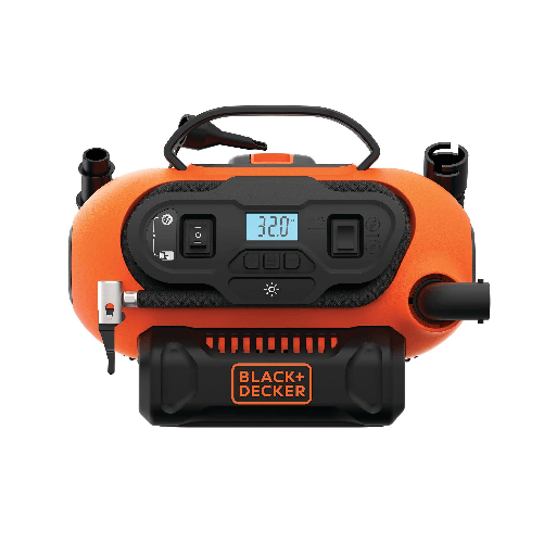 Black & Decker Black+Decker Compressore Portatile 11 bar Doppia Alimentazione 230-12 v con Accessori Gonfiaggio Black & Decker BDCINF18N-QS compressor