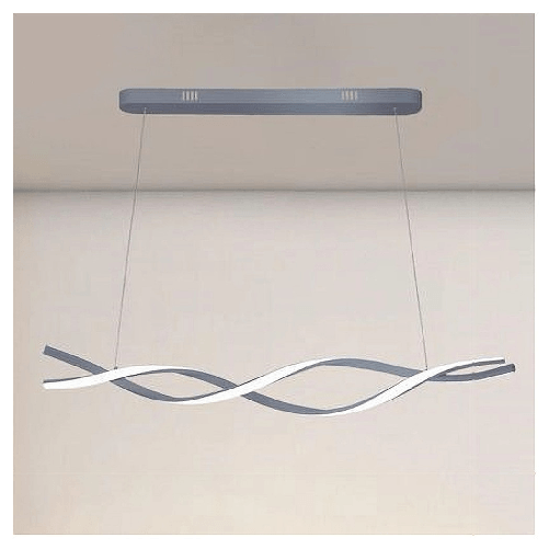 Lampadario Led Sospensione 48w Argento Spirale Ondulato Vortice Intrecciato Luce 4000k 32521 -
