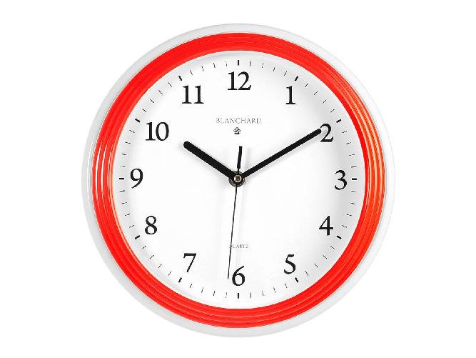 Orologio Parete Tondo Bianco Rosso 26 cm Home