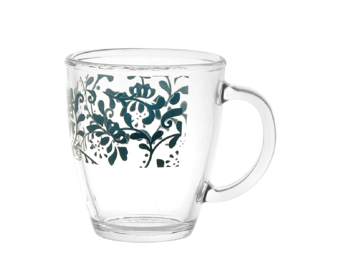 Confezione 6 Mug In Vetro Decoro Grace Cc 340 Verde Chio