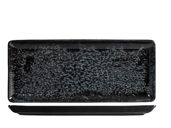 H&H Piatto Porcellana, 15X35Cm, Nero E Verde Acqua