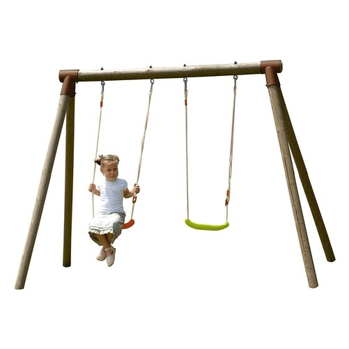 Altalena Doppia in Legno per bambini, marca New Plast
