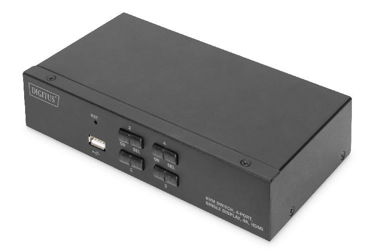 Digitus Switch KVM, 4 porte, schermo singolo 4K, HDMI