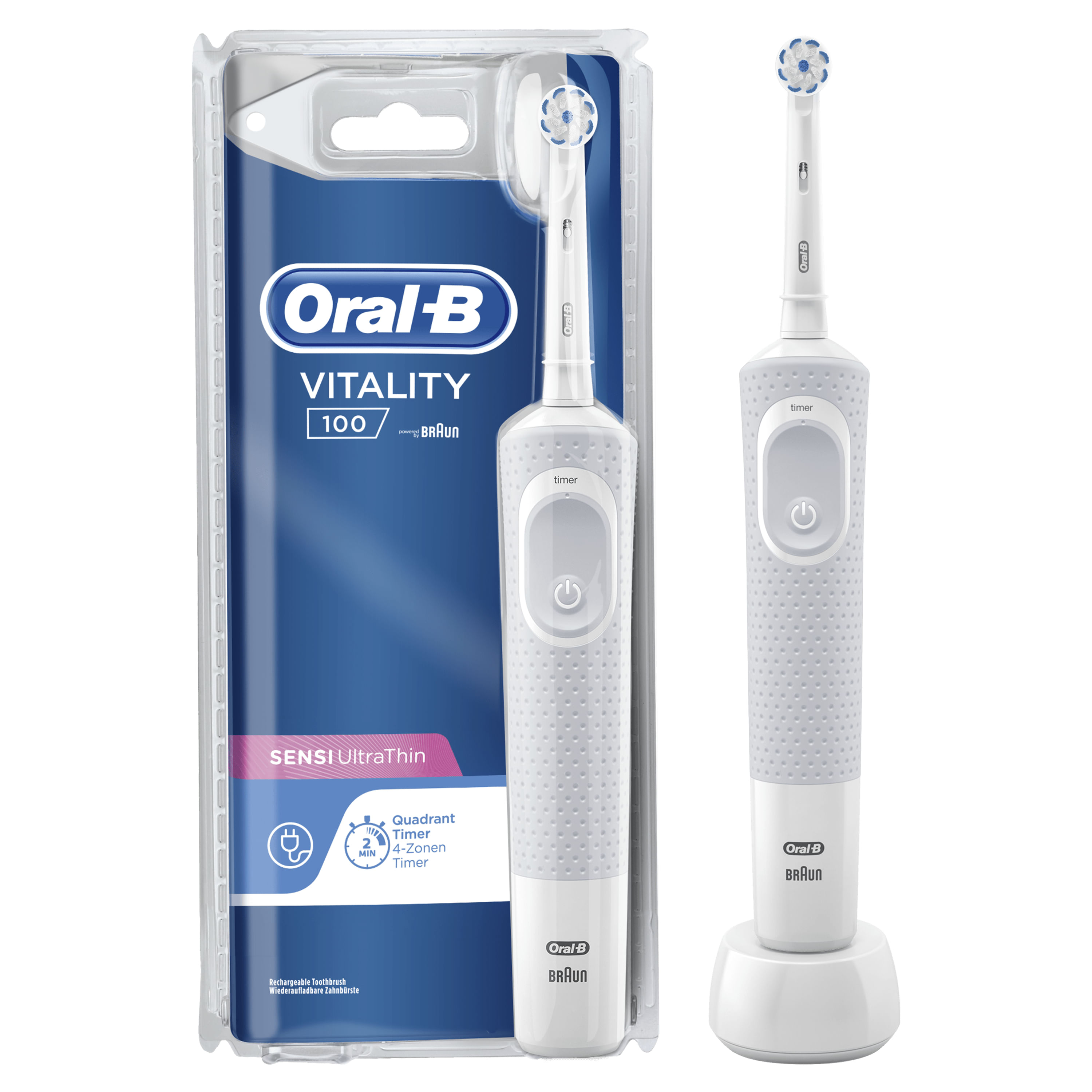 Oral-B Vitality 100 Ultrathin Adulto Spazzolino rotante-oscillante Bianco
