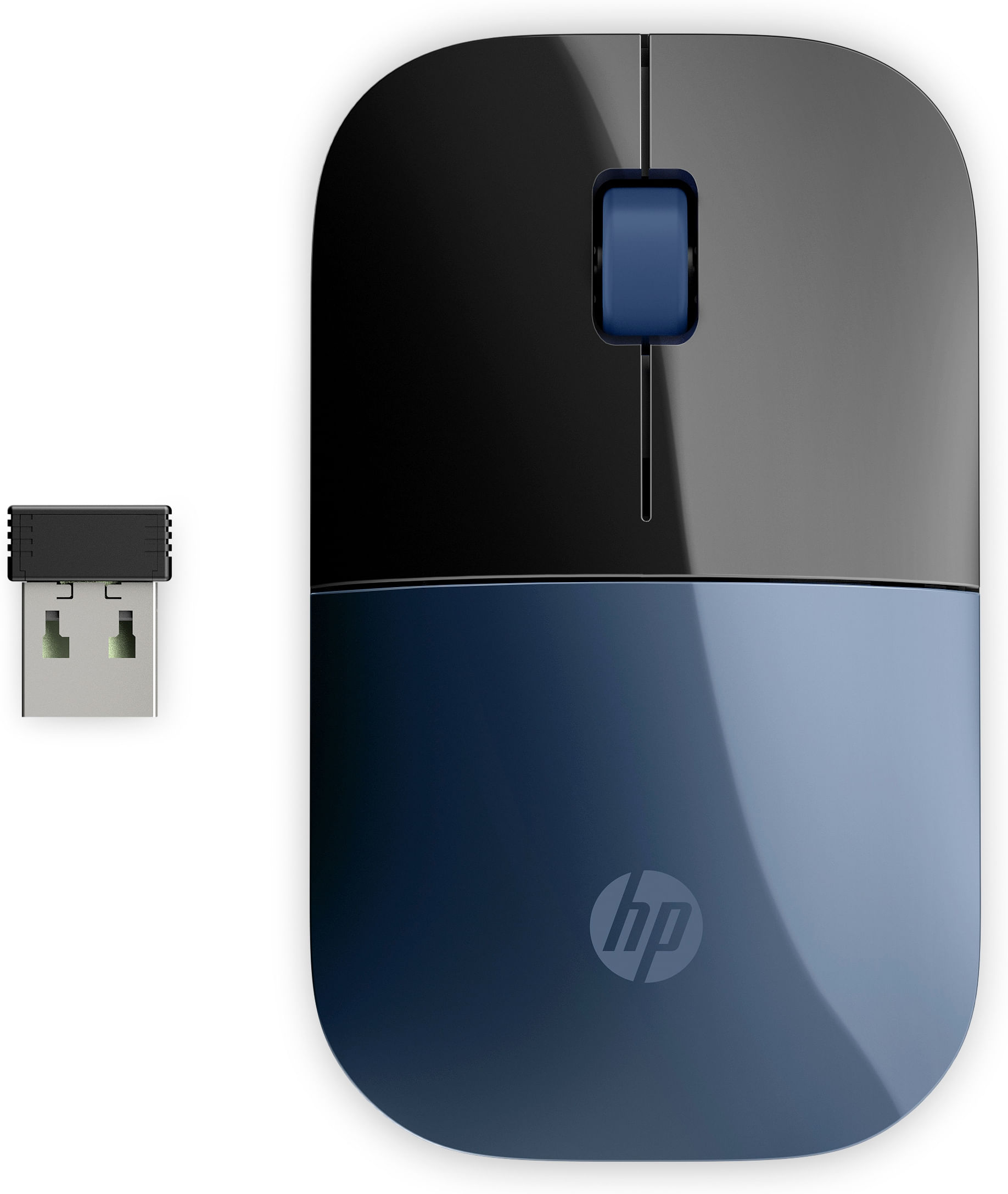 HP Mouse wireless Z3700 Ambidestro, Blue LED, RF Wireless, 1200 DPI, Nero, Blu HP Mouse wireless Z3700