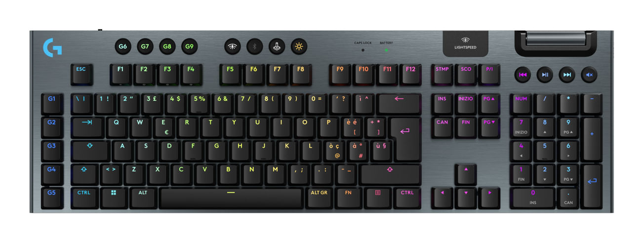 Logitech G G915 X LIGHTSPEED tastiera Gaming USB + RF Wireless + Bluetooth QWERTY Italiano Nero