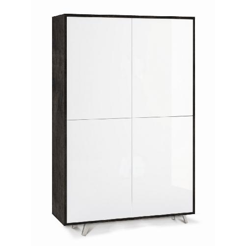Madia Armadio Nero Bianco Lucido Credenza con Ripiani 4 Ante Soggiorno