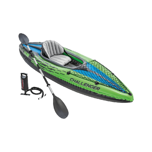 Intex Canoa Kayak 1 posto 100 kg Gonfiabile Pompa Gonfiaggio Remi da Pesca Mare