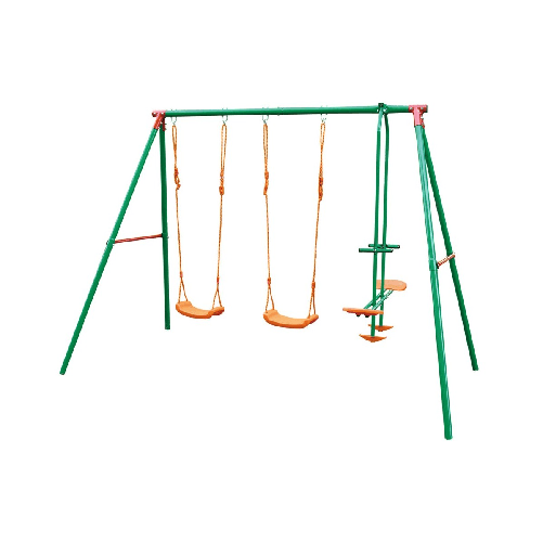 Altalena Acciaio 4 Posti Seggiolino Cavalluccio per Bambini da Giardino Esterno