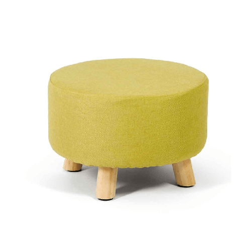 Pouf Tondo Basso Verde Seduta Puff Rotondo Imbottito Poggiapiedi Divano Salotto