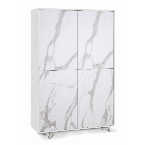 Armadio Bianco Marmo Mobile Credenza Ripiani 4 Ante Soggiorno Ingresso