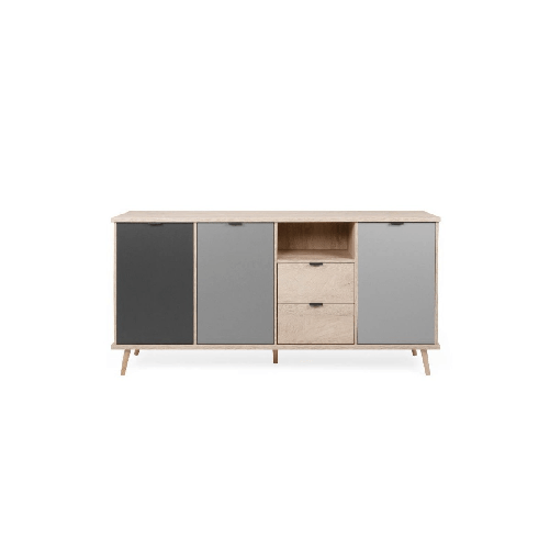 Mobile 180 Madia Rovere 3 Ante Cassetti Grigio Rovere Porta Tv Credenza Salotto
