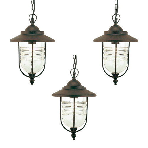 Lampada sospensione da esterno pezzi 3 modello porto color ruggine cm 34