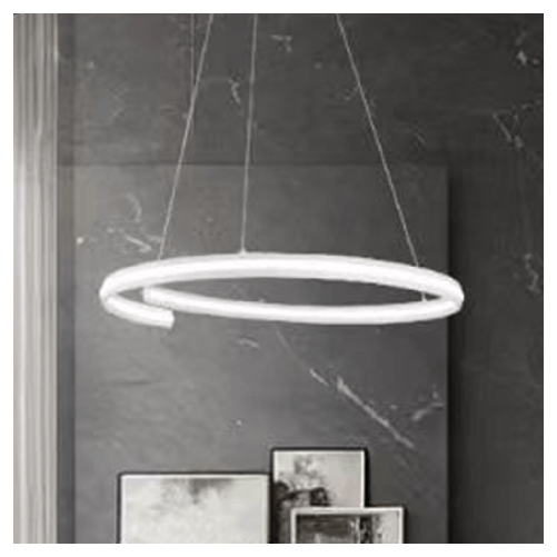 Trade Shop Traesio-lampadario Led Moderno A Semicerchio 100w A Sospensione Luce 6500k 70cm Bianco 33429 -