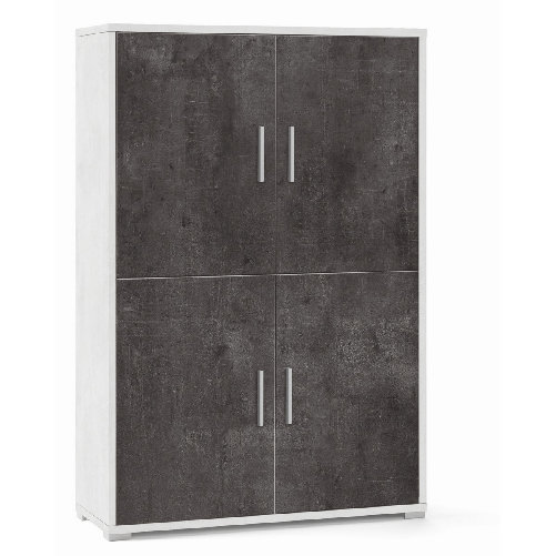 Mobile 160 cm Armadio Bianco Nero Credenza 4 Ante con Ripiani Soggiorno
