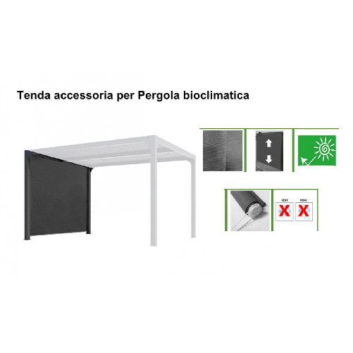 Zanzariera Tenda Laterale 2.4 mt per Pergola Bioclimatica in PVC Gazebo in Alluminio