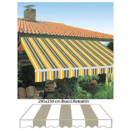 Tenda da Sole Beige 295x250 con Bracci Retrattili Avvolgibile da Esterno Balcone