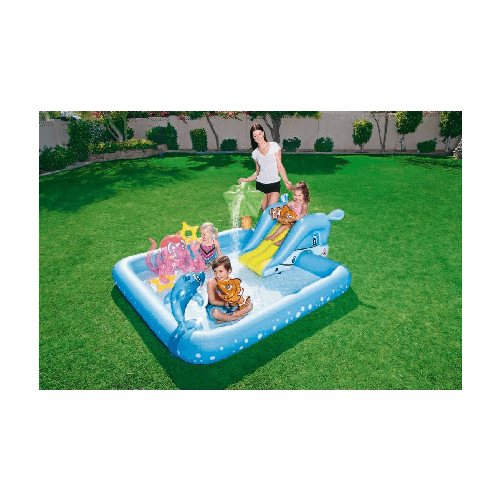 Parco Giochi Acquatico 239x206x86 Gioco Piscina Gonfiabile con Scivolo Bambini