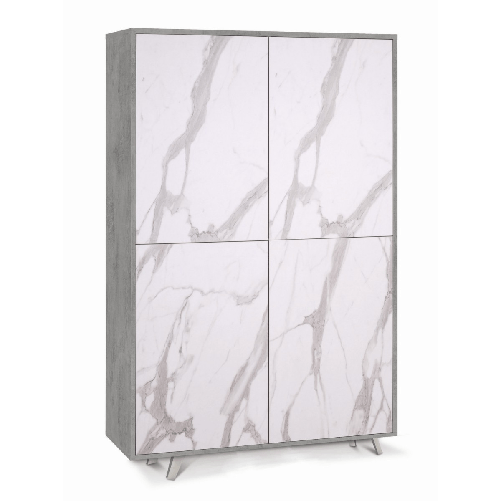 Mobile Credenza 4 Ante Cemento Marmo Madia Buffet Armadio Dispensa Piattaia