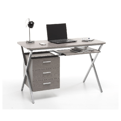 Scrivania con Cassettiera in Legno Grigia 120 Scrittoio Smart Working