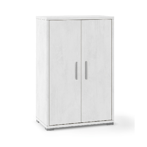 Armadio 2 Ante Alto 110 Ossido Bianco Credenza Ripiani da Ufficio Mobile Camera