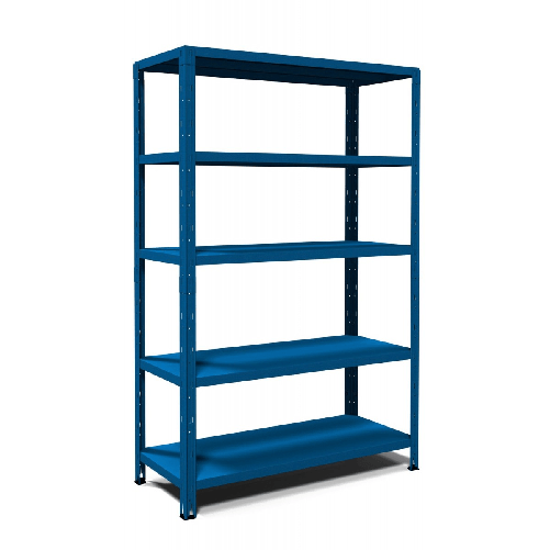 Scaffale ad Incastro in Metallo Blu con 5 Ripiani Rinforzati Scaffalatura