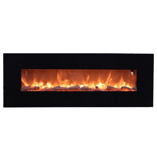 Camino Elettrico 150cm da Parete con Led Fiamma Finta Potenza Regolabile