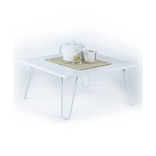 Tavolino da Caffe Basso 60x60 cm Bianco Moderno per Salotto Industrial in Legno