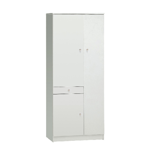 Armadio 180 Bianco 3 Ante Mobile Scarpiera Porta Scope con Ripiani